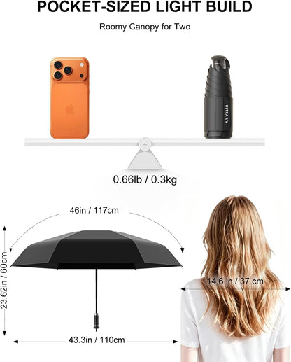 Mucat Mini Travel Umbrella with Retractable Handle