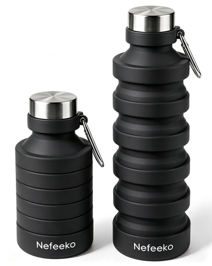 Nefeeko Collapsible Water Bottle, Reuseable BPA Free Silicone Water Bottles