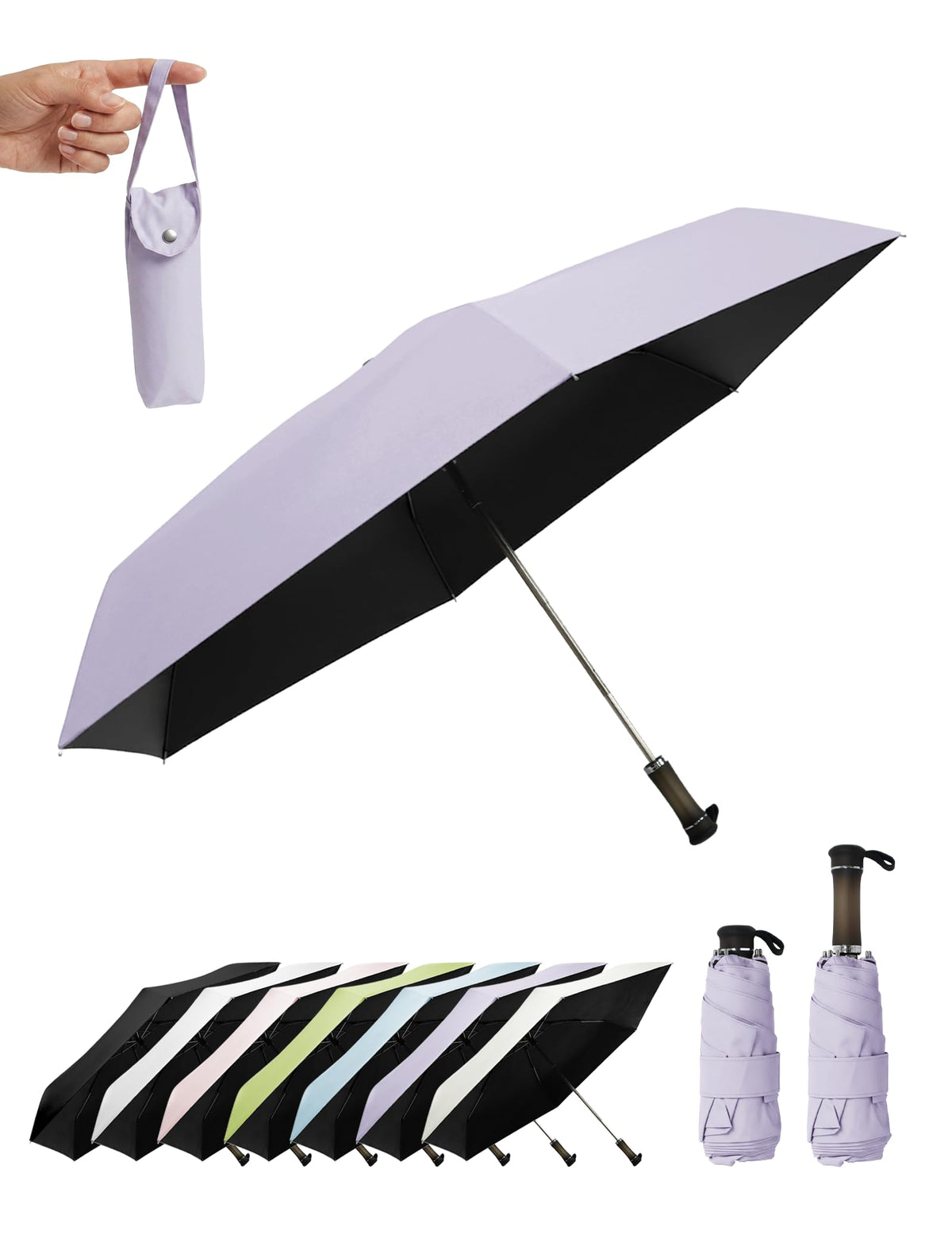 Travel Mini Umbrella, Windproof UPF 100 Sun Rain Compact Umbrella