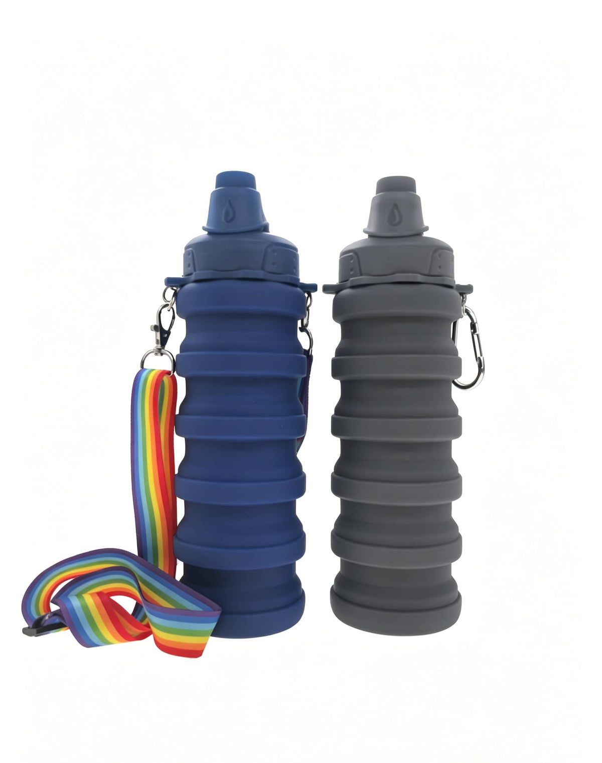 Silicone Collapsible Travel Water Bottles 17.6oz Dark Blue And Pink