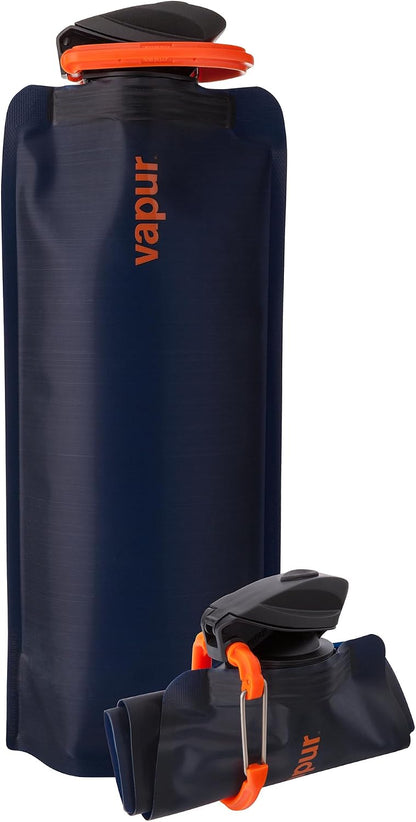 Vapur Collapsible Water Bottle with Carabiner, 34oz (1L), Night Blue