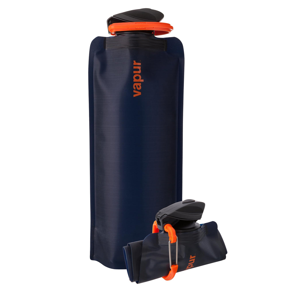 Vapur Collapsible Water Bottle with Carabiner, 34oz (1L), Night Blue