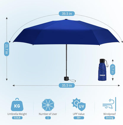 Yoobure Mini Travel Umbrella with Case, Compact Folding Umbrella