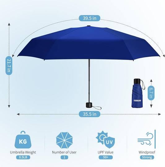Yoobure Mini Travel Umbrella with Case, Compact Folding Umbrella