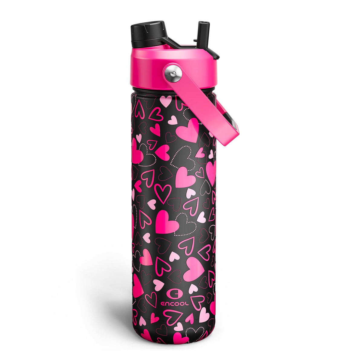 ENCOOL Insulated Water Bottle with Straw Stainless Steel Water Bottle, Leak-Proof, BPA-Free, Double Wall Vacuum Keeps Cold for 24 Hours for Sports, Travel, School (26 oz, Black Night)