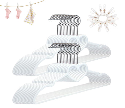 Plastic Hangers 50 Pack, Cute Clothes Hanger Ultra Thin Space Saving - Pink Clothes Hangers with 360 Degree Swivel Hook & Travel Clothesline - Sturdy Adult Coat Hangers for Dress, Shirts, Coats