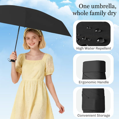 TOPSAIL Mini Umbrella for Travel, UPF 50+ UV Sun & Rain Protection, Compact 6k Folding Pocket Umbrella with Case for Purse, Backpack