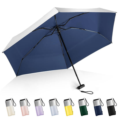Mini Umbrella For Purse - UPF 50+ UV Blocker Sun Protection Umbrella, Small Micro Travel Parasol Design for Women, Black
