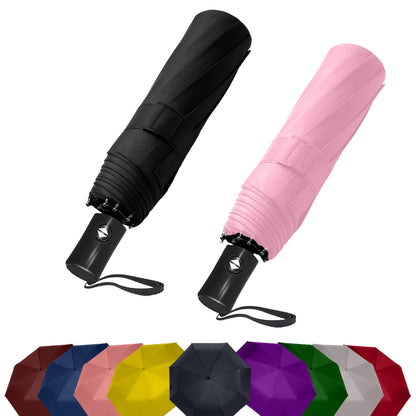 SIEPASA Compact Travel Umbrella - Windproof Auto Open/Close, Small Folding Umbrella for Rain - Lightweight & Durable with Fiberglass Frame, Waterproof Canopy - Fits Backpack, Purse, Suitcase. (Black)