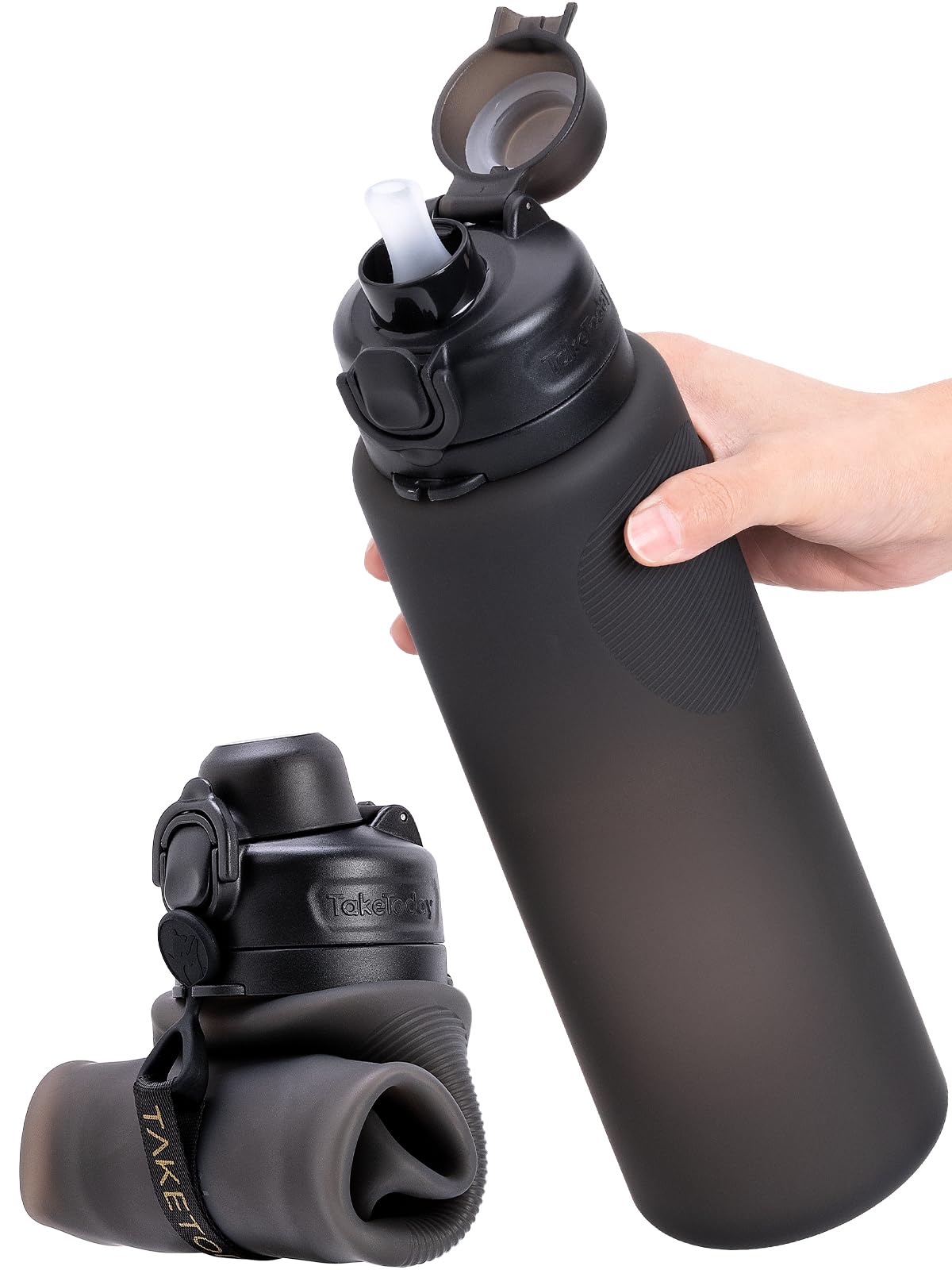 TakeToday Collapsible Water Bottles, Foldable for Travel, 32oz, Purple