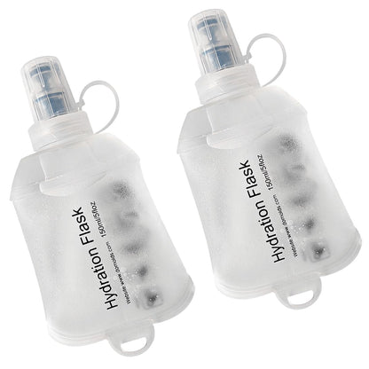 WILDREEDS 500ml Soft Flask, TPU Collapsible Soft Water Bottle for Hydration Pack, Running Vest, Folding Water Bottle for Hiking Cycling Climbing-2Pcs, Blue