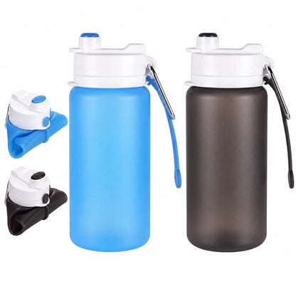 LemonRoad 2 Pcs 19 oz Silicone Collapsible Water Bottle, Pink Green