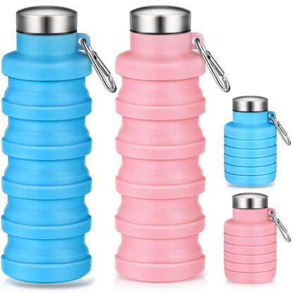 Baderke 2 Pcs Collapsible Water Bottles, 17oz, Black, Gray White