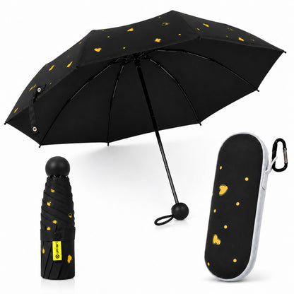 Mini Travel Umbrella, UPF 50+ Purse Umbrella with Case and Carabiner