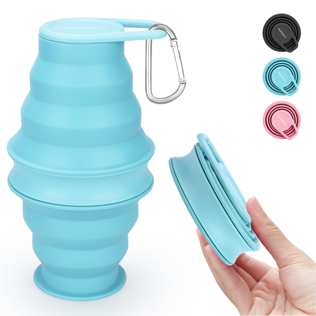 Nefeeko Collapsible Water Bottle, BPA Free Silicone Foldable Water Bottles
