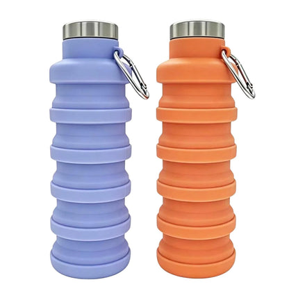 YCT Collapsible Water Bottle 17oz（500ml），Travel Portable Sport Water Bottle，Reusable Silicone Foldable Water Bottles for Gym Camping Hiking (Purple+Black)