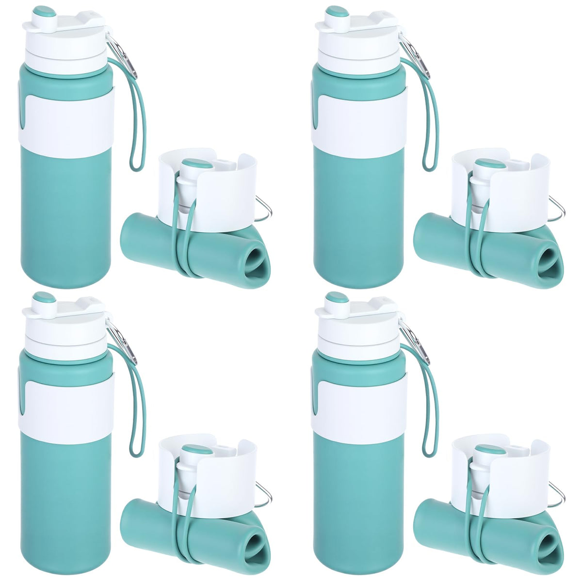 LemonRoad 2 Pcs 26 oz Silicone Collapsible Water Bottle, Portable Foldable Water Bottle Leakproof with Carabiner Reuseable Lightweight for Travel Sports Hiking Camping Cycling Office (Green,Black)