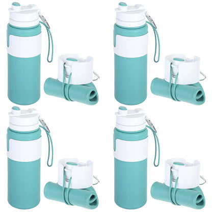 LemonRoad 2 Pcs 26 oz Silicone Collapsible Water Bottle, Portable Foldable Water Bottle Leakproof with Carabiner Reuseable Lightweight for Travel Sports Hiking Camping Cycling Office (Green,Black)