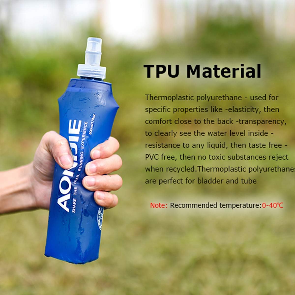 AONIJIE Soft Water Bottle, 2 Pack, 500ml