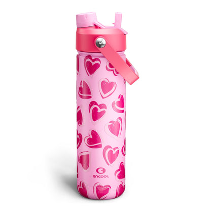 ENCOOL Insulated Water Bottle with Straw Stainless Steel Water Bottle, Leak-Proof, BPA-Free, Double Wall Vacuum Keeps Cold for 24 Hours for Sports, Travel, School (26 oz, Black Night)