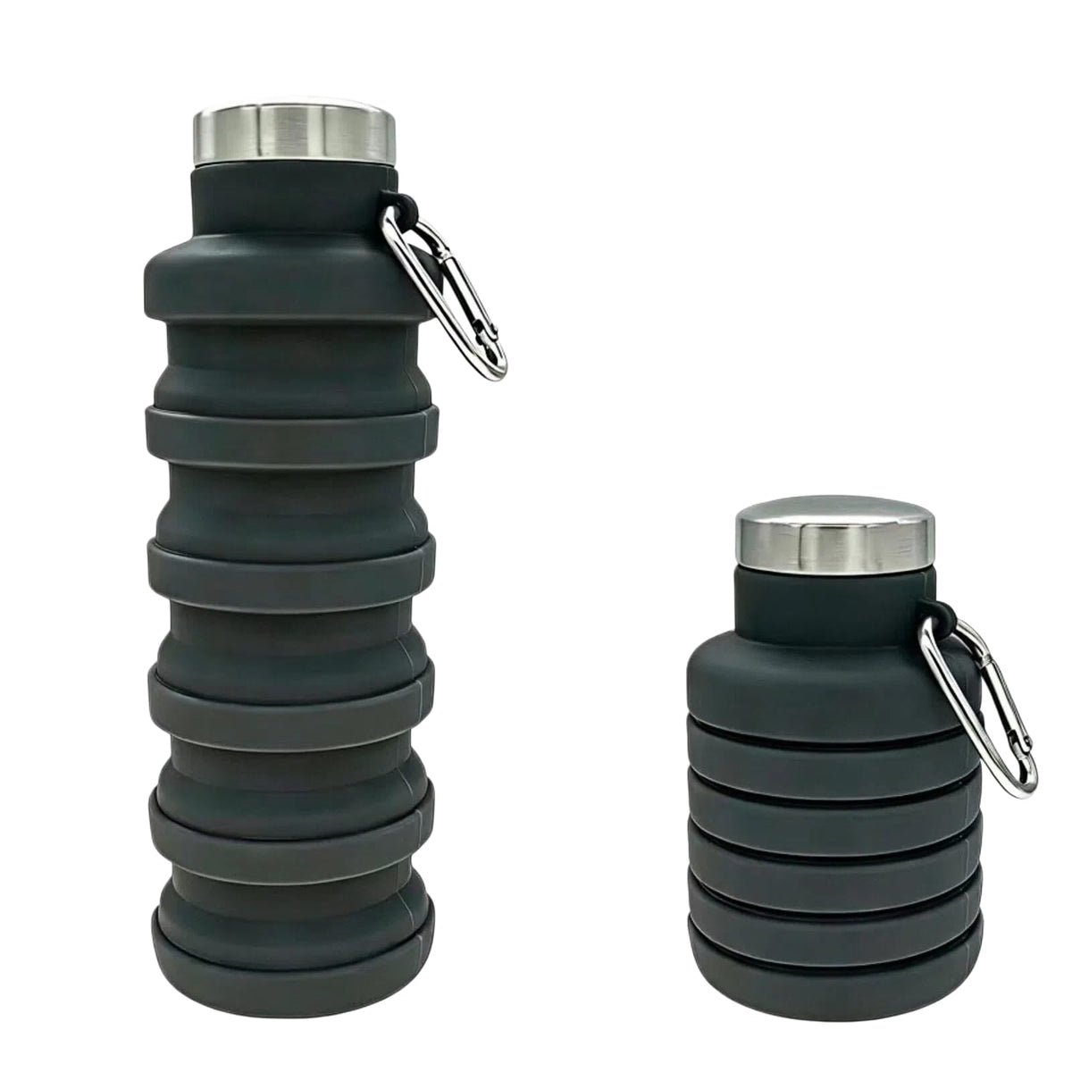 YCT Collapsible Water Bottle 17oz（500ml），Travel Portable Sport Water Bottle，Reusable Silicone Foldable Water Bottles for Gym Camping Hiking (Purple+Black)