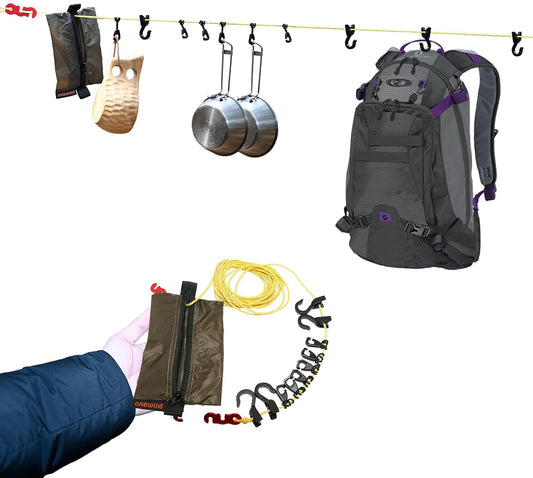 onewind Campsite Storage Line, 6m/19ft Camping Clothesline Hanging Gear for Tent Campers Camping Gear Organization UHMWPE Core Rope GearLine Hanging Organization System for Camping Hiking Backpacking