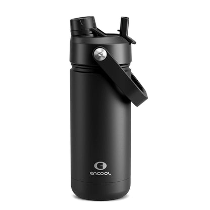 ENCOOL Insulated Water Bottle with Straw Stainless Steel Water Bottle, Leak-Proof, BPA-Free, Double Wall Vacuum Keeps Cold for 24 Hours for Sports, Travel, School (26 oz, Black Night)