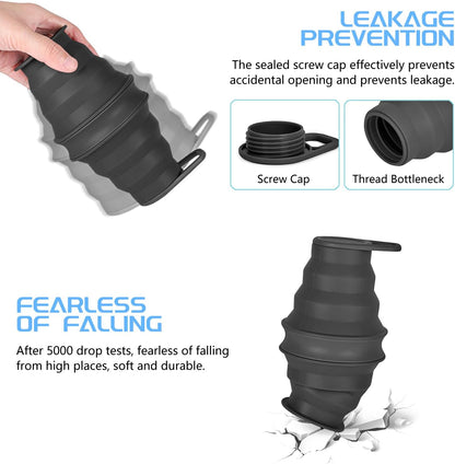 Nefeeko Collapsible Water Bottle, BPA Free Silicone Foldable Water Bottles