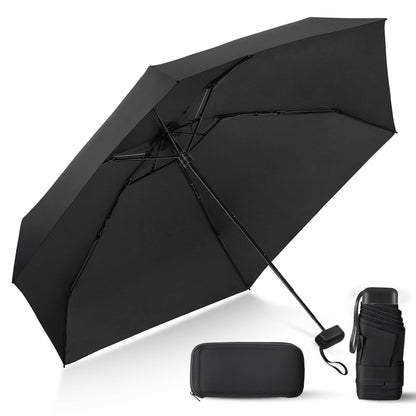Mini Umbrella for Travel with Case Small Compact Sun Rain Tiny for Purse