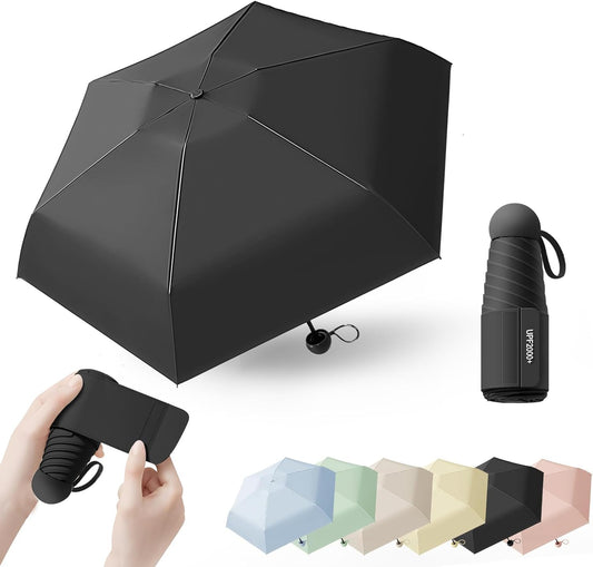 Mini Travel Folding Umbrella for Women, Kids/7cm Wide Strap/UPF50+/Compact