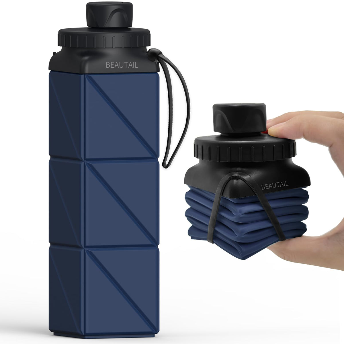 BEAUTAIL Collapsible Water Bottles 21oz/610mL, Silicone Travel Water Bottle