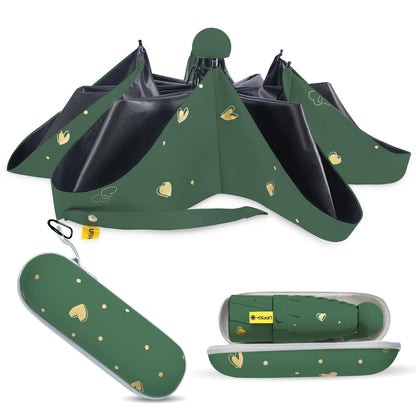 Mini Travel Umbrella, UPF 50+ Purse Umbrella with Case and Carabiner