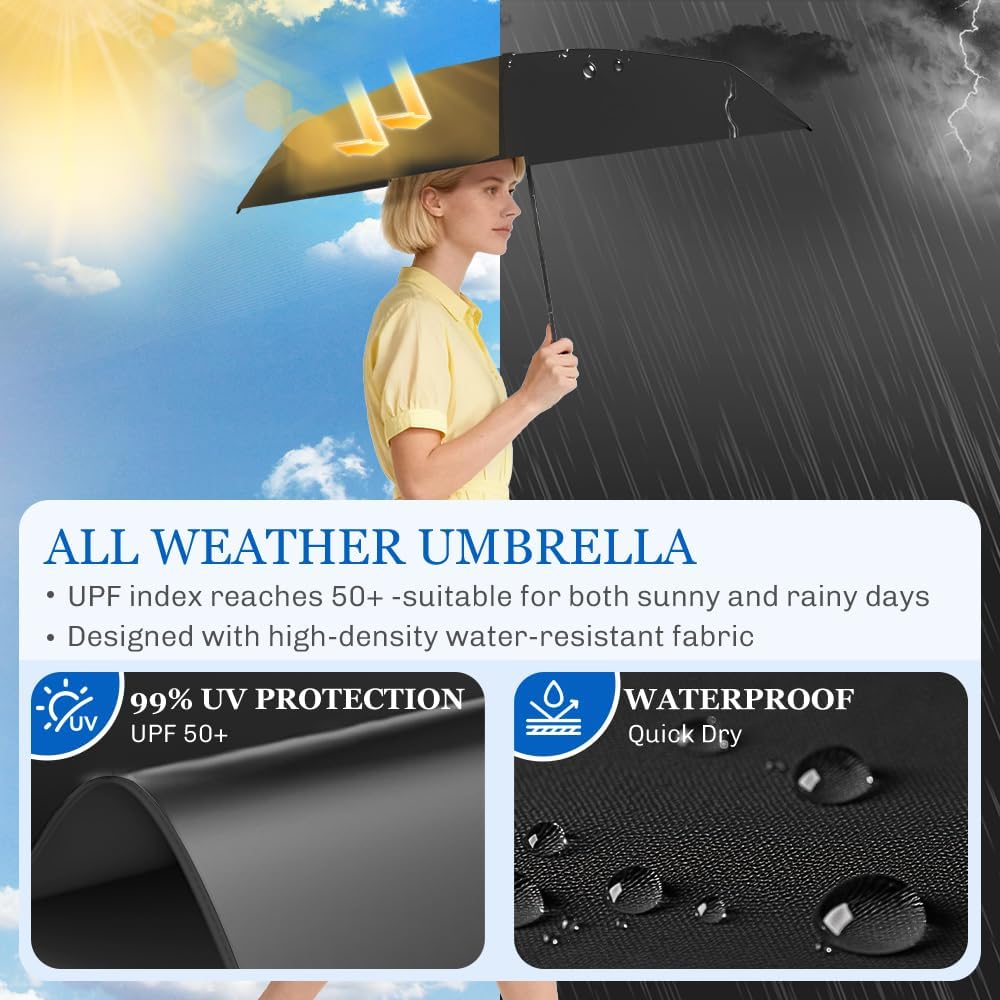 TOPSAIL Mini Umbrella for Travel, UPF 50+ UV Sun & Rain Protection, Compact 6k Folding Pocket Umbrella with Case for Purse, Backpack