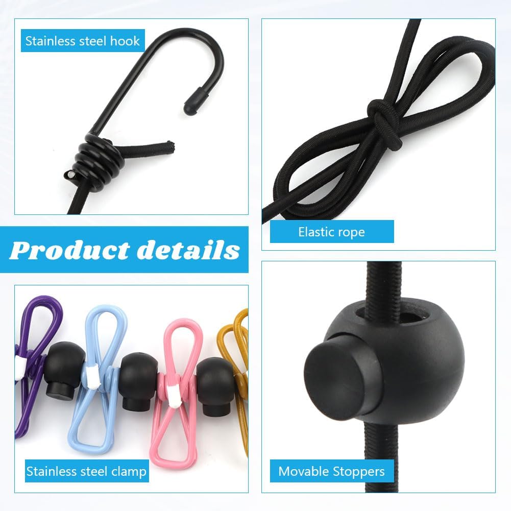 Magnetic Clothesline for Cruise Ship Cabin,Travel Clothesline with 12 Clips