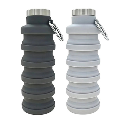 YCT Collapsible Water Bottle 17oz（500ml），Travel Portable Sport Water Bottle，Reusable Silicone Foldable Water Bottles for Gym Camping Hiking (Purple+Black)