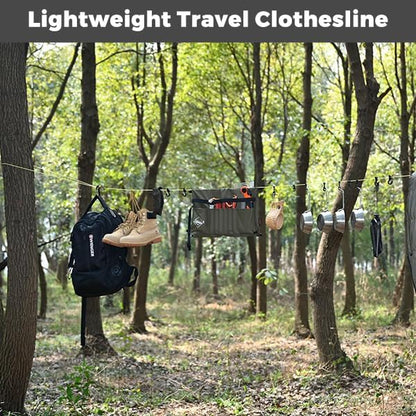 onewind Campsite Storage Line, 6m/19ft Camping Clothesline Hanging Gear for Tent Campers Camping Gear Organization UHMWPE Core Rope GearLine Hanging Organization System for Camping Hiking Backpacking