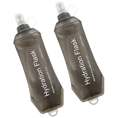 WILDREEDS 500ml Soft Flask, TPU Collapsible Soft Water Bottle for Hydration Pack, Running Vest, Folding Water Bottle for Hiking Cycling Climbing-2Pcs, Blue