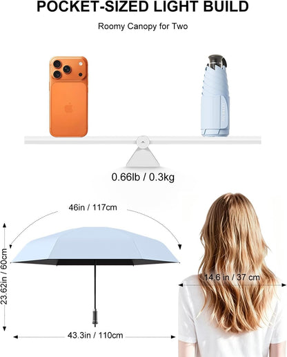 Mucat Mini Travel Umbrella with Retractable Handle