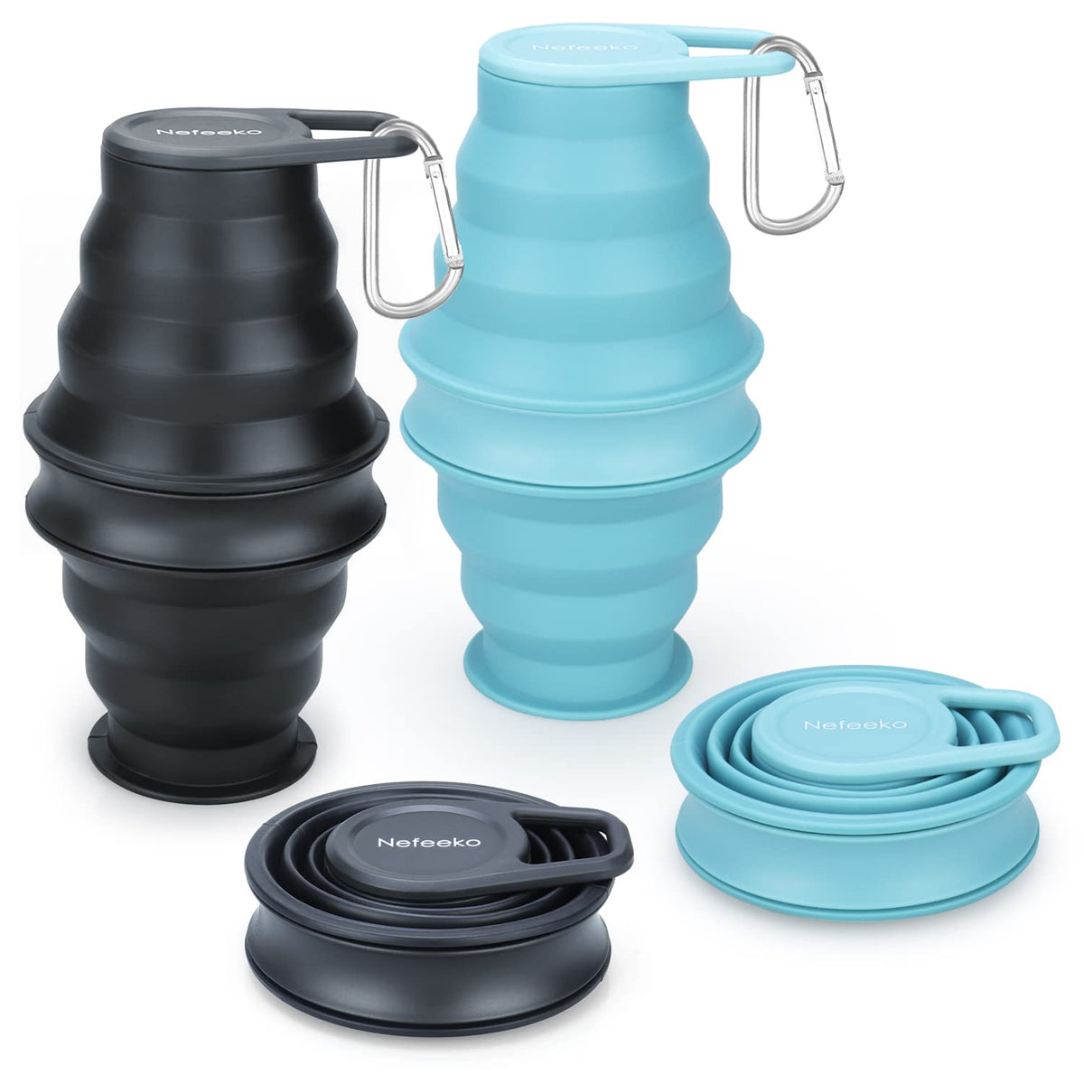 Nefeeko Collapsible Water Bottle, BPA Free Silicone Foldable Water Bottles