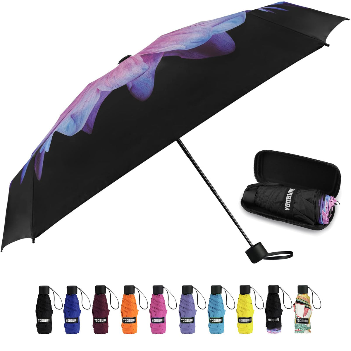 Yoobure Mini Travel Umbrella with Case, Compact Folding Umbrella