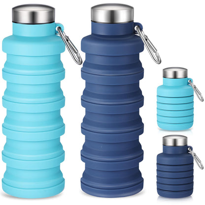 Baderke 2 Pcs Collapsible Water Bottles, 17oz, Black, Gray White