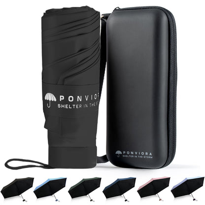 Compact Mini Windproof Travel Umbrella-UPF 50+ Sun & Rain Protection, Small Folding Design Fits in Pocket or Purse, Lightweight Portable with Case for Women, Men & Kids