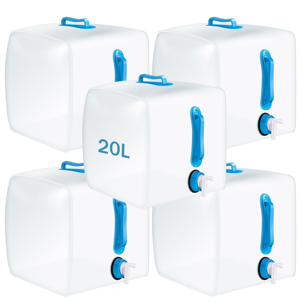 Reallnaive 3 Pcs 5.3 Gallon Collapsible Water Container with Spigot