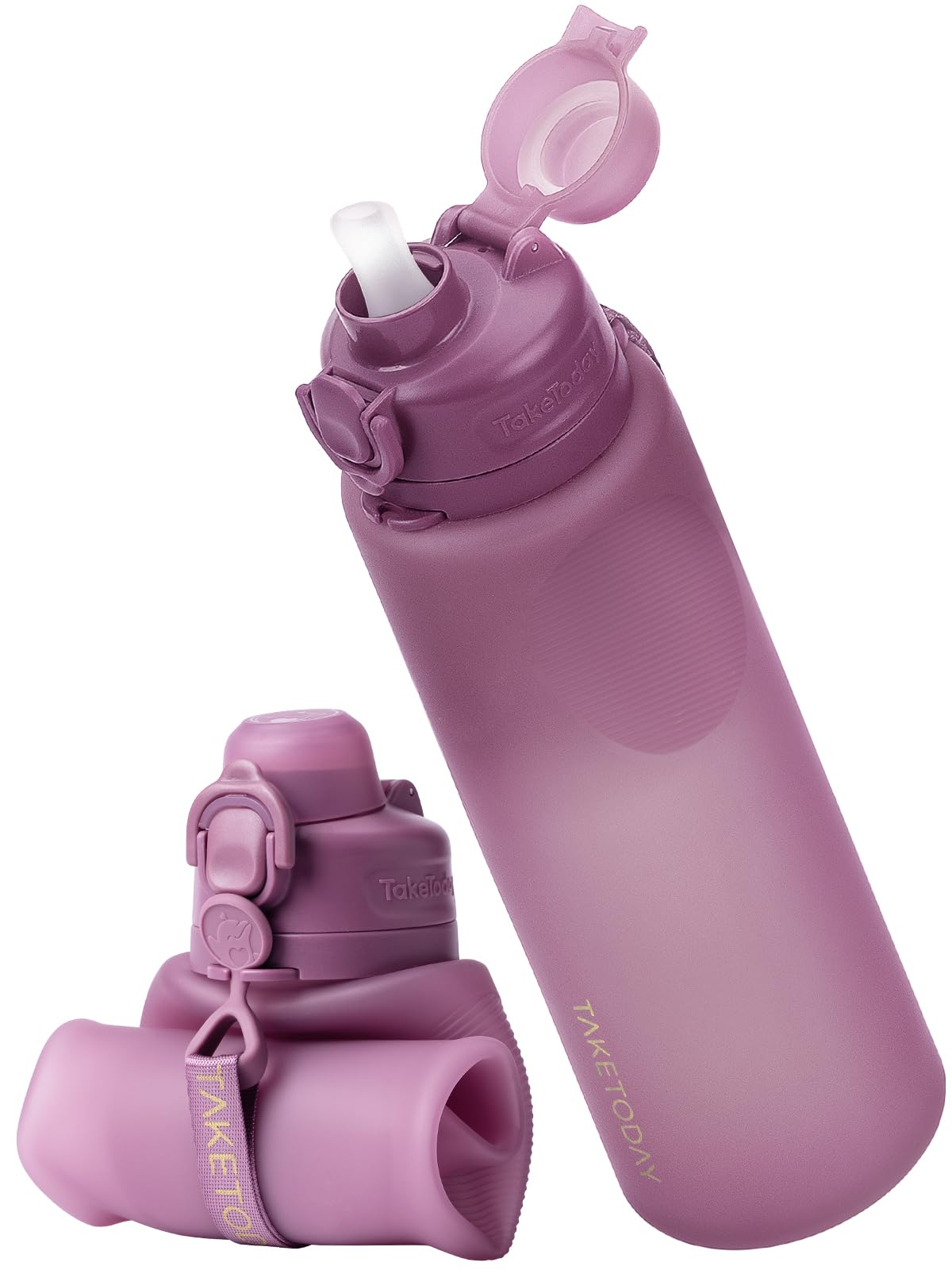 TakeToday Collapsible Water Bottles, Foldable for Travel, 32oz, Black