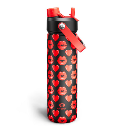 ENCOOL Insulated Water Bottle with Straw Stainless Steel Water Bottle, Leak-Proof, BPA-Free, Double Wall Vacuum Keeps Cold for 24 Hours for Sports, Travel, School (26 oz, Black Night)