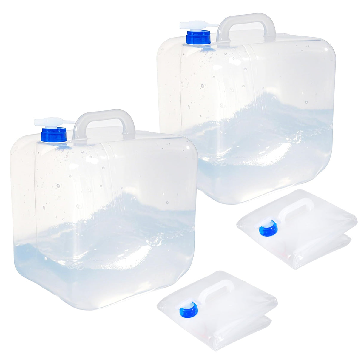 Collapsible Water Container with Spigot & Hook, BPA Free Water Jug, Foldable Carrier Bucket, Water Storage Container for Camping Hiking Survival Kit, 2-Pack (20L/5.3 Gallon)