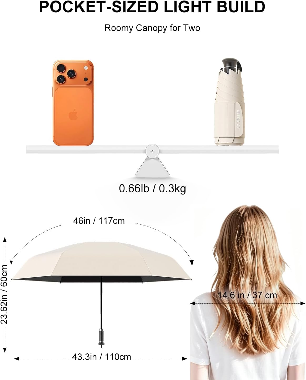 Mucat Mini Travel Umbrella with Retractable Handle