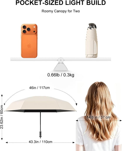 Mucat Mini Travel Umbrella with Retractable Handle