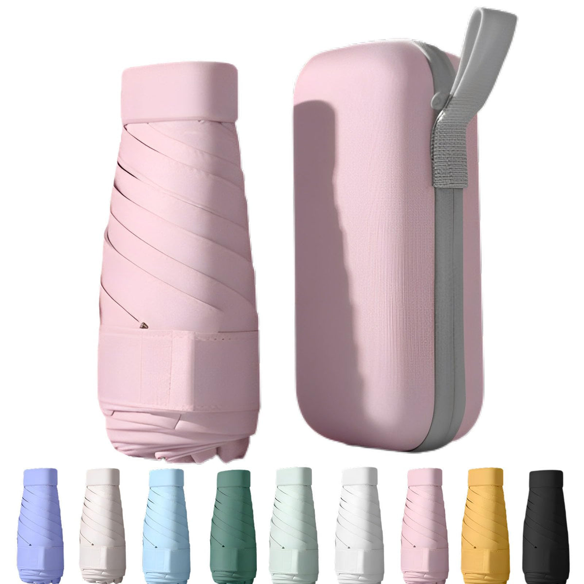 Mini Travel Sun Umbrella for Purse, UPF 50+ with Case