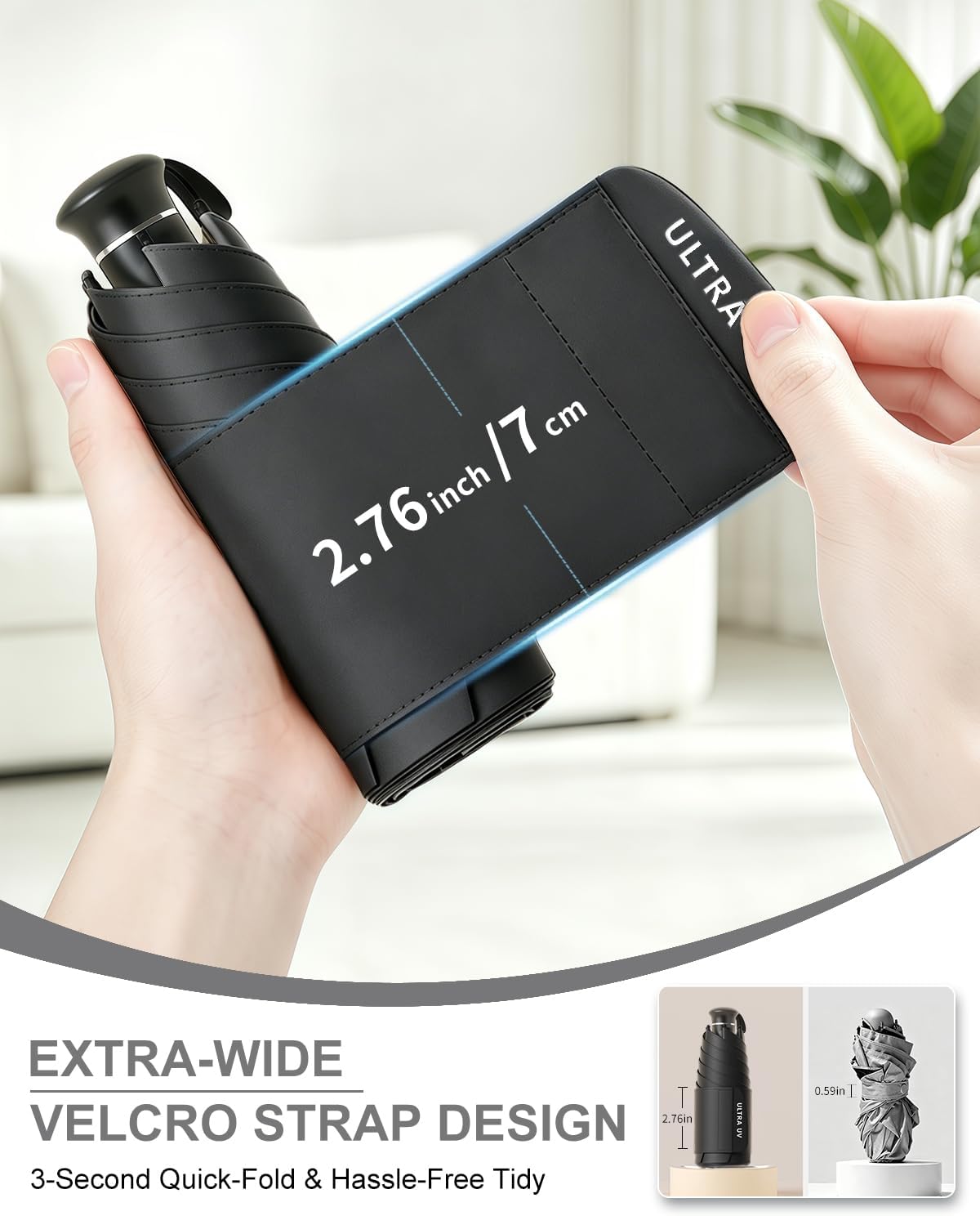 Mucat Mini Travel Umbrella with Retractable Handle